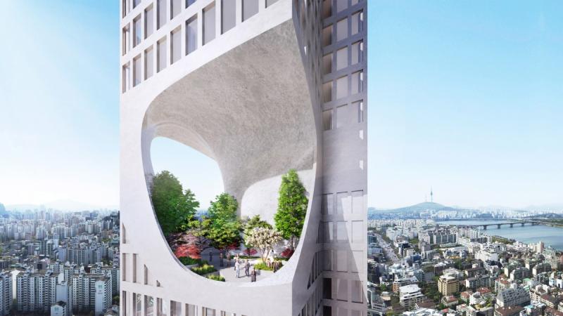 Небесный сад: ODA спроектировала небоскрёб с «зелёным террариумом» в Сеуле